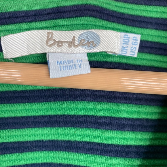 Boden Ottoman Dress 6P Green Ribbed St Pattys Easter Preppy Pockets Striped - Picture 6 of 13
